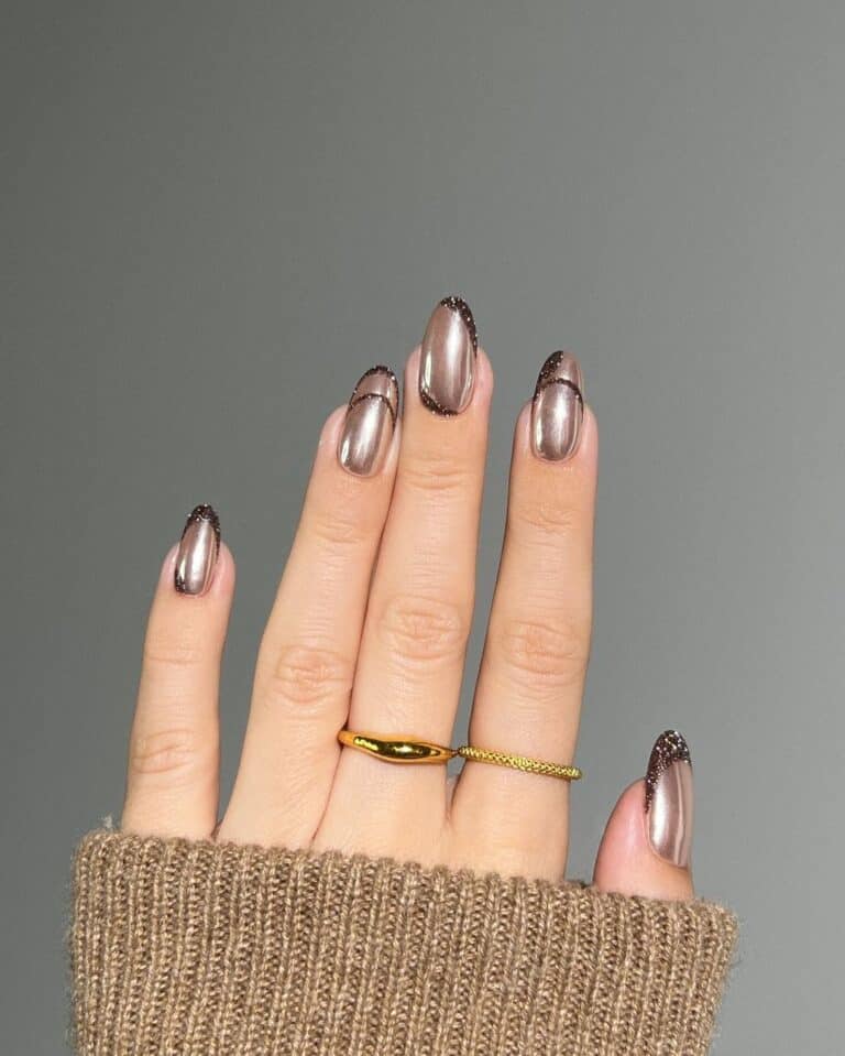 Brown-Double-French-Chrome-Nails