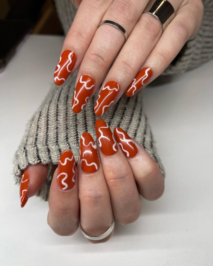Burnt Orange Short Halloween Nails