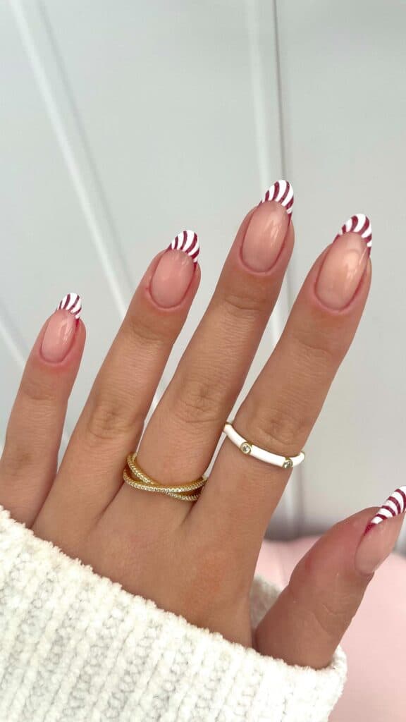 Candy-Cane-French-Tip-Nails-for-Christmas