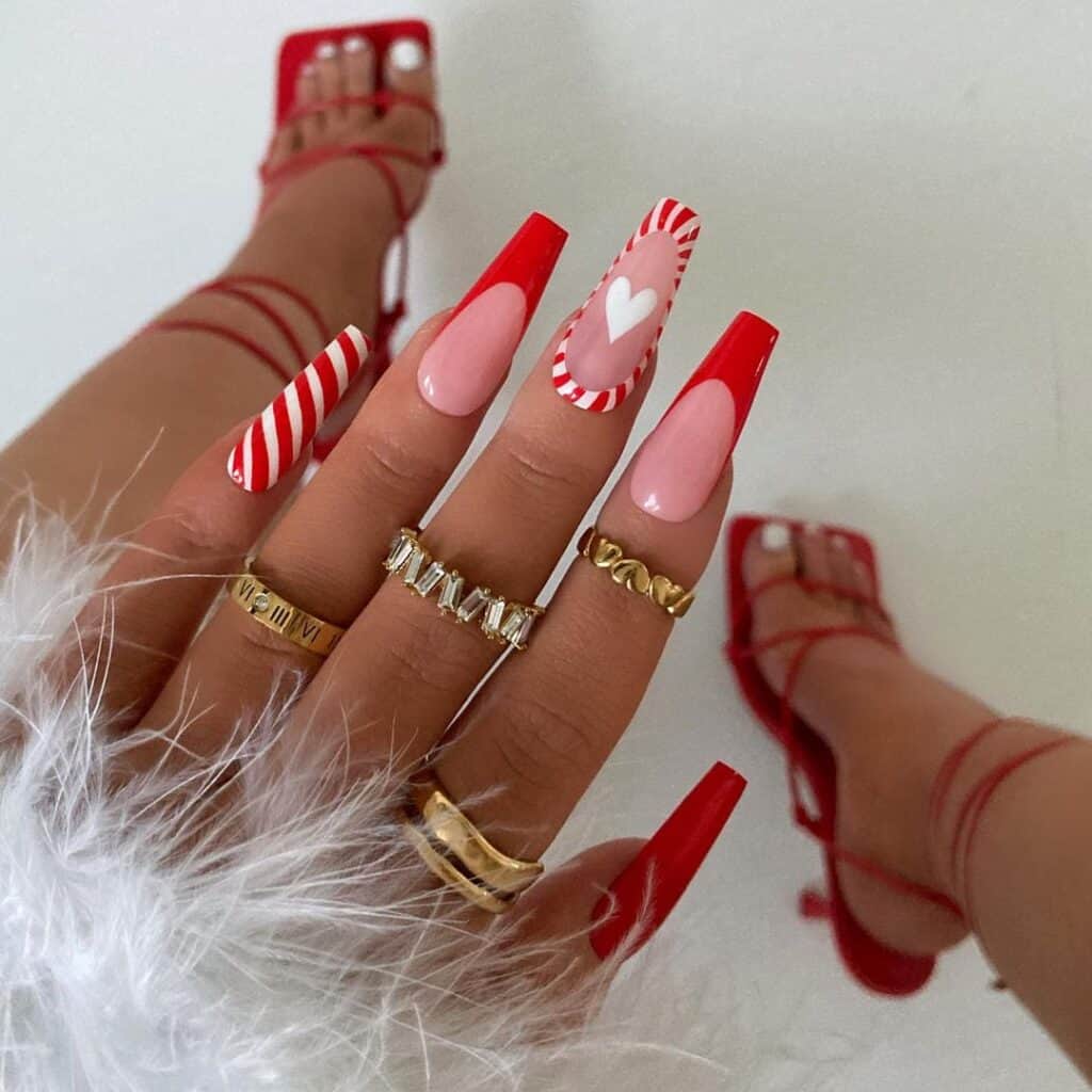 Candy-Cane-Red-Christmas-French-Tip-Nails