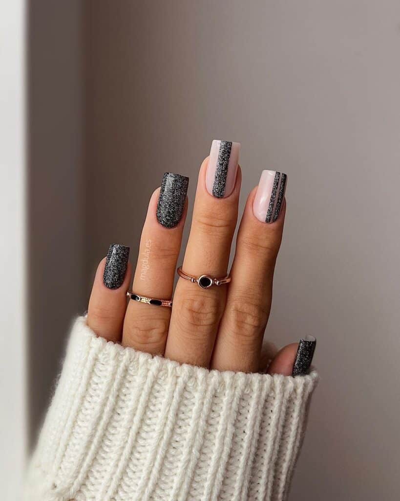 Carnaval-New-Years-Glittery-Grey-Nails