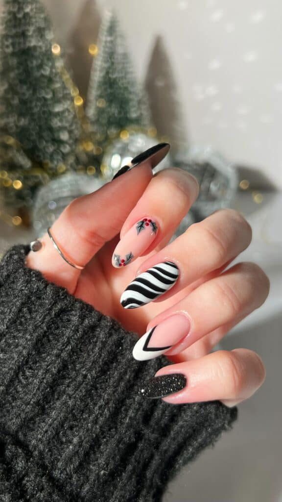 Christmas-Nail-Art-for-Wednesday-Addams