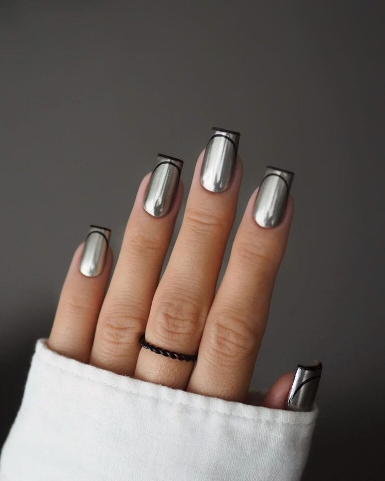 Chrome-Black-Double-French-Tips