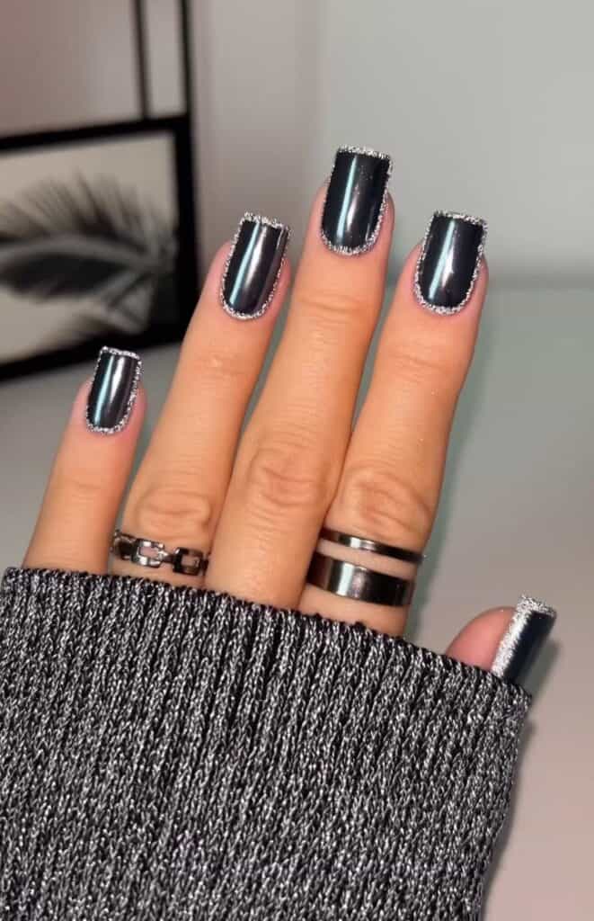 Chrome-Black-Glittery-Nails