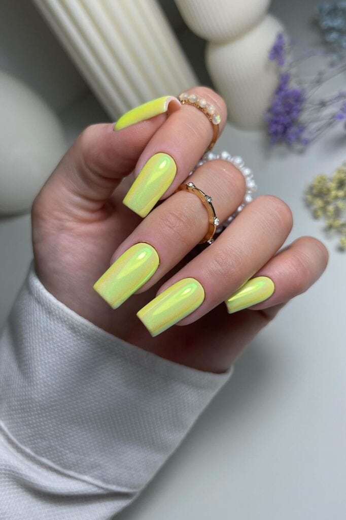 Chrome-Electric-Yellow-Nails