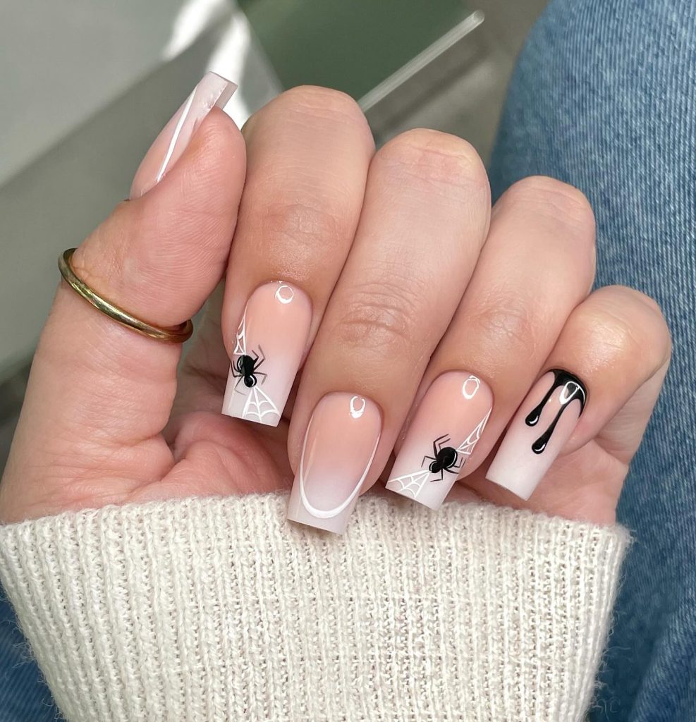 Classy Almond Nails with Black French Tips