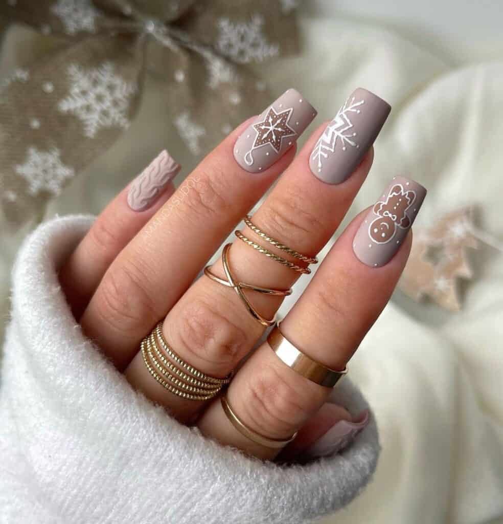 Classy-Matte-Gingerbread-Nails