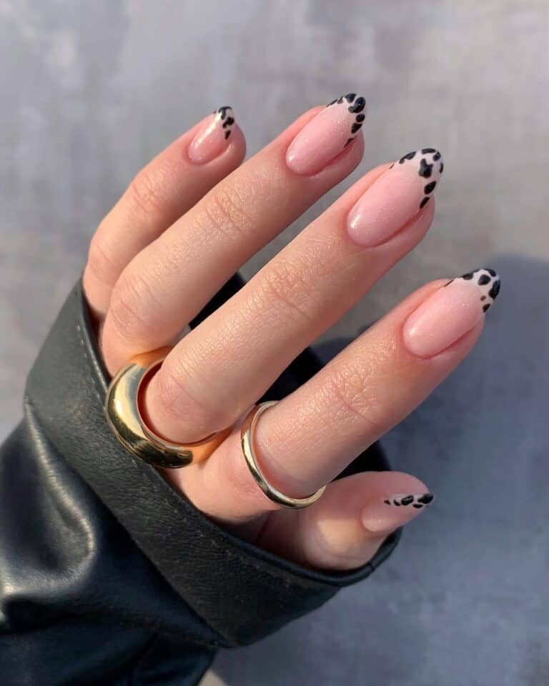 Cow Print French Nails for Autumn