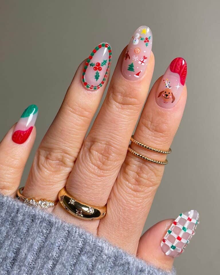 Cute-Christmas-Mix-and-Match-Nails