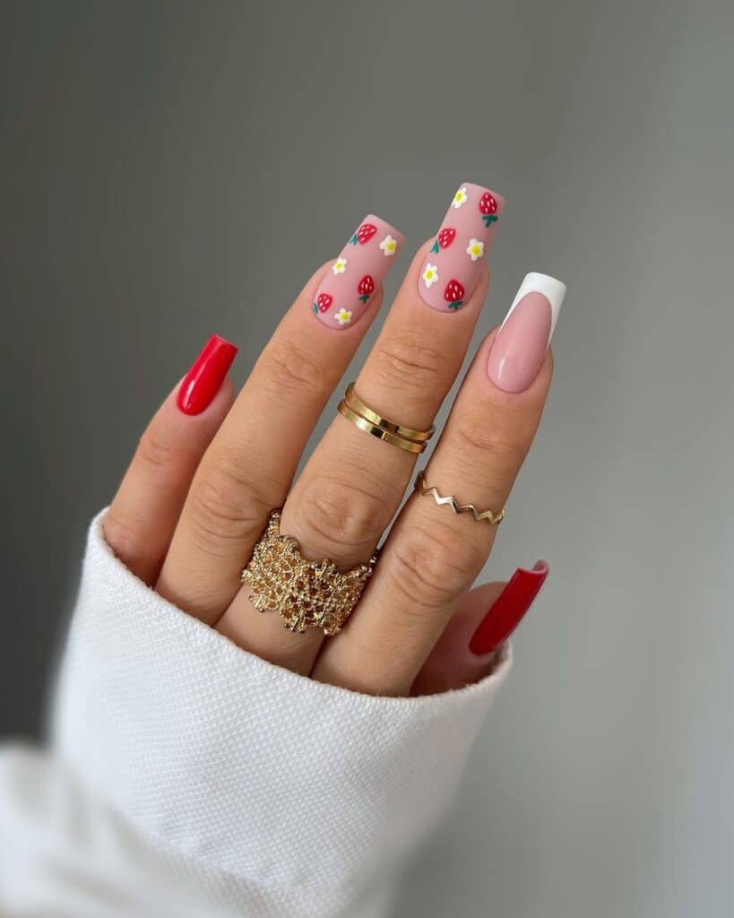 Cute-Long-Strawberry-Nails