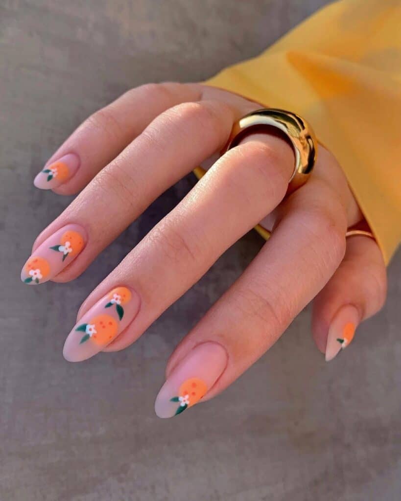 Cute-Orange-Fruit-Nails