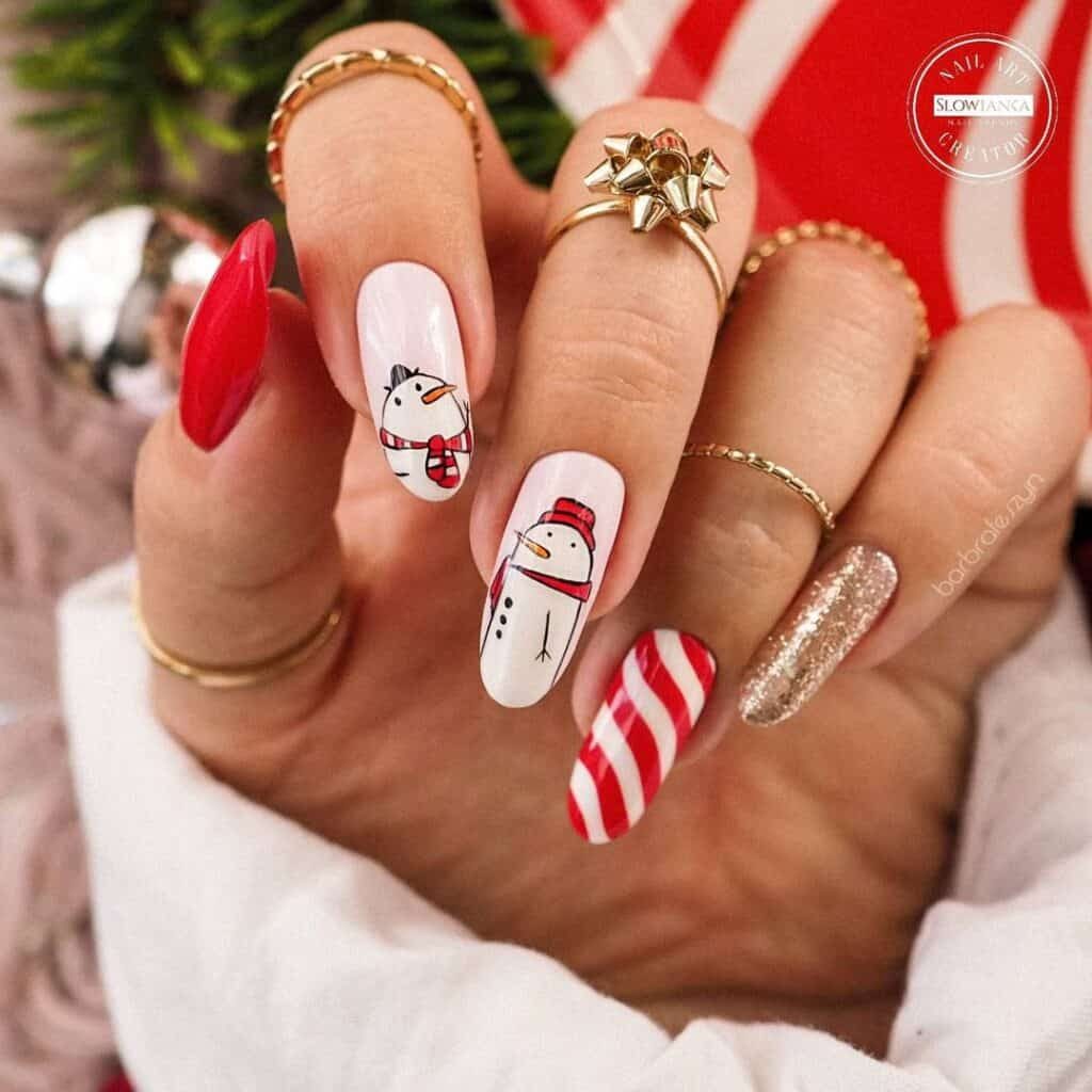 December-Snowman-Nail-Design