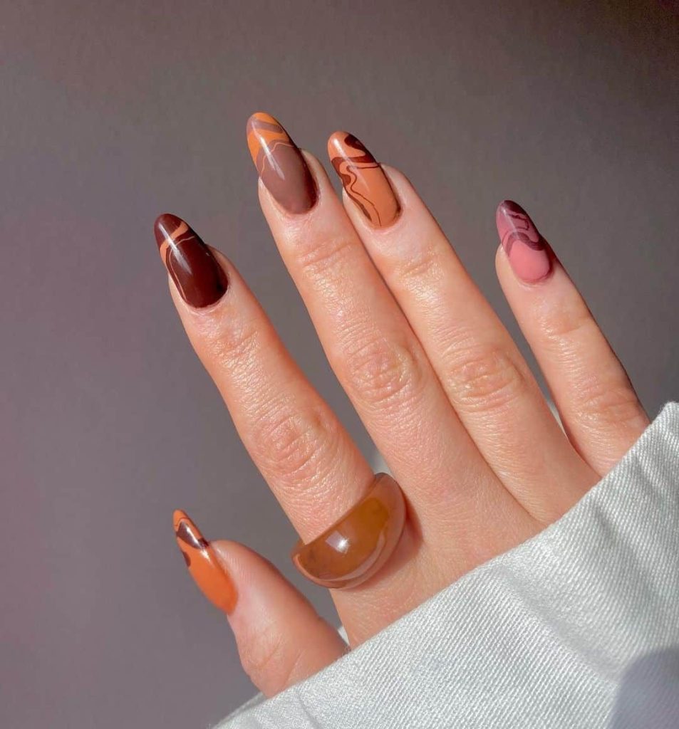 Different Shades of Brown Nail Design