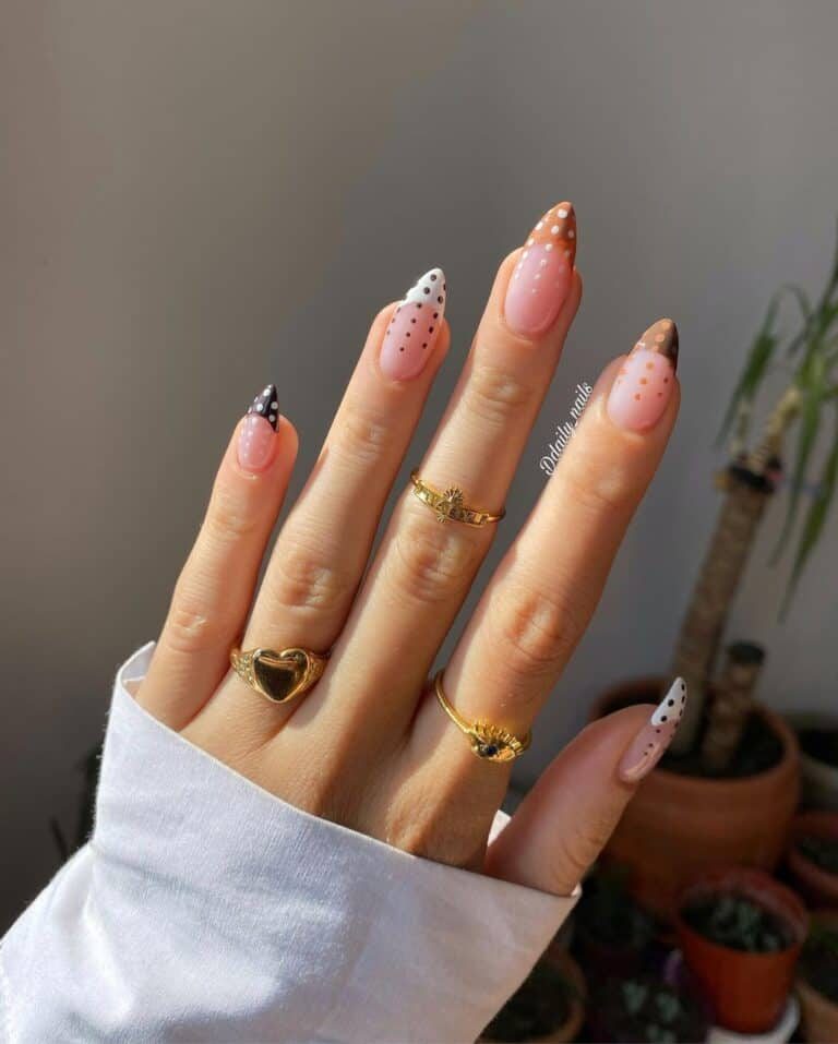 Dotted Almond Autumn Nails