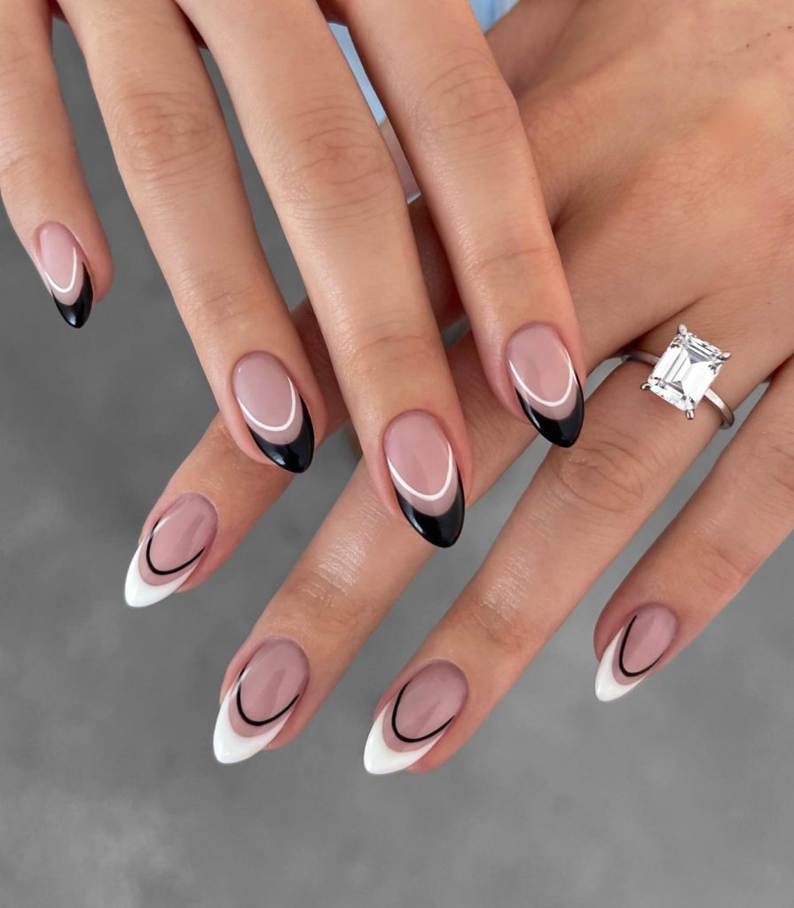 Double French Tip Line Nails