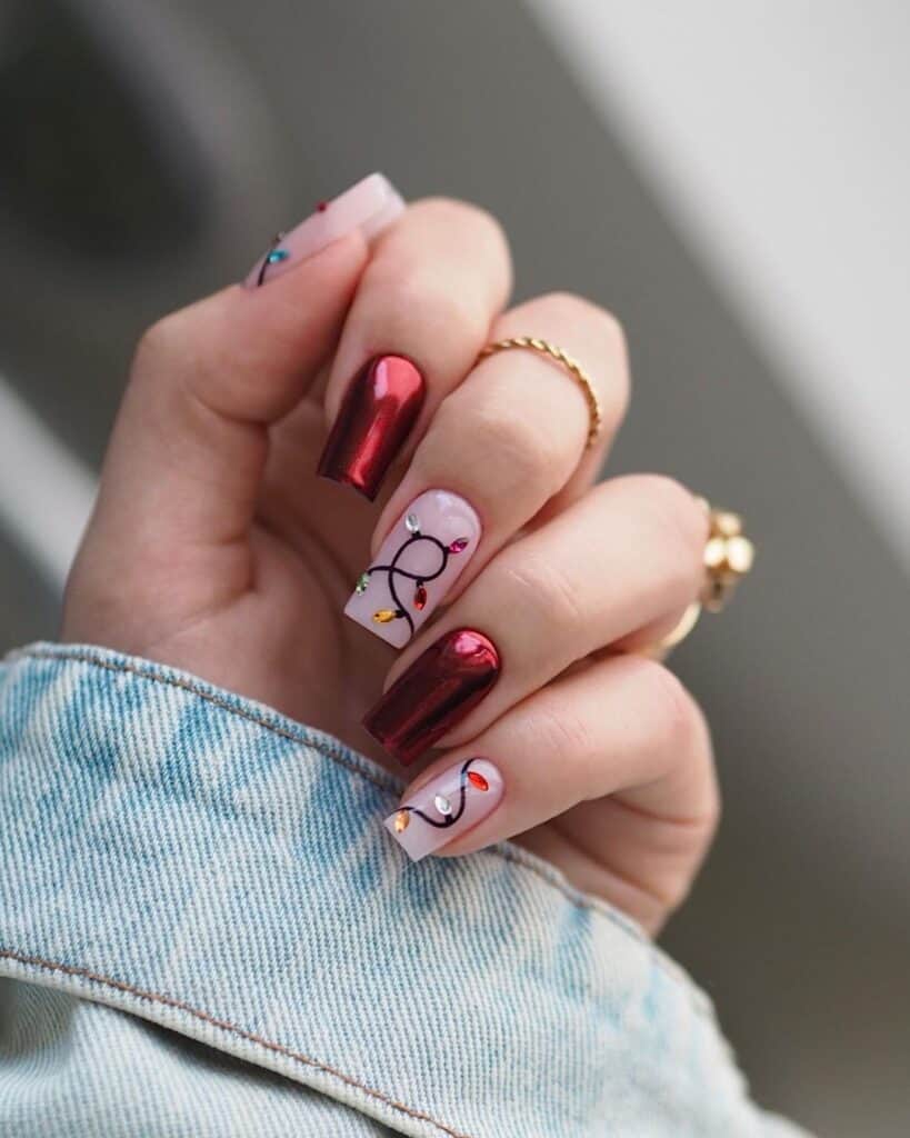 Glam-Red-Christmas-Nails-with-Christmas-Lights