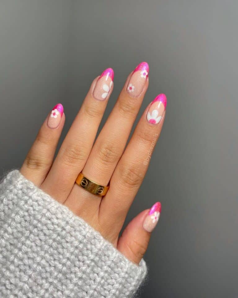 Glittery-Pink-French-Nail-Tips