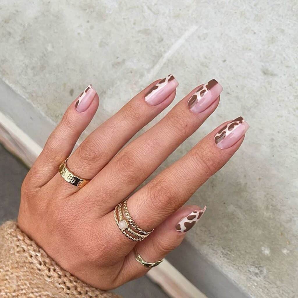 Half-Brown-Cow-Print-Nails