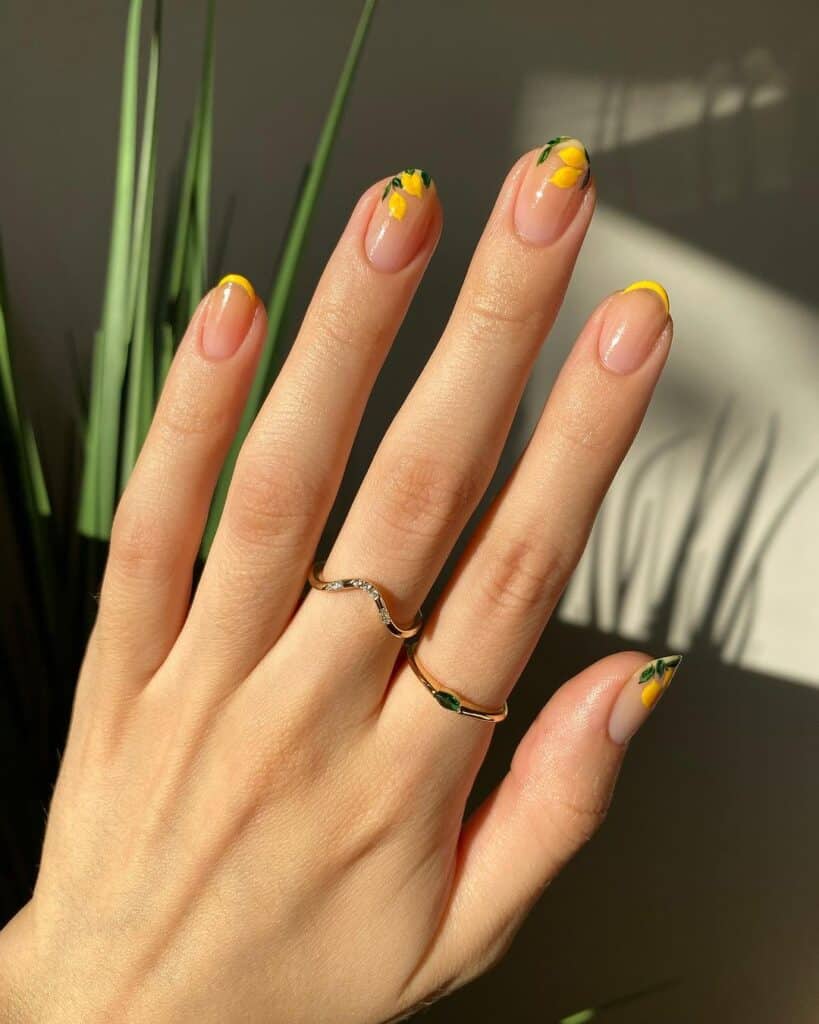 Lemon-French-tip-Nails