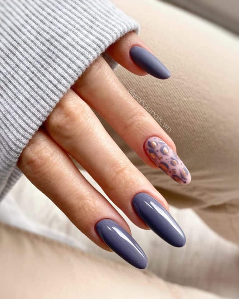 Long Almond purple Nails