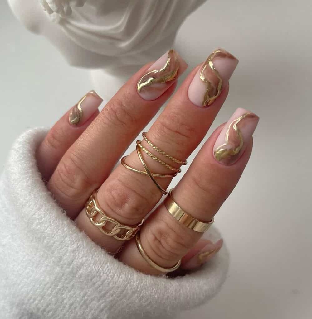 Marble Autumn Nail Design