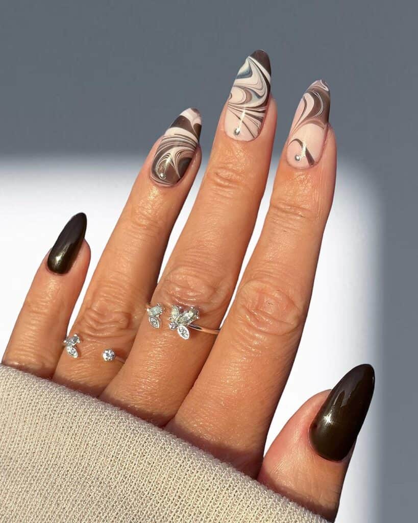 Matcha-Brown-Swirl-Nails