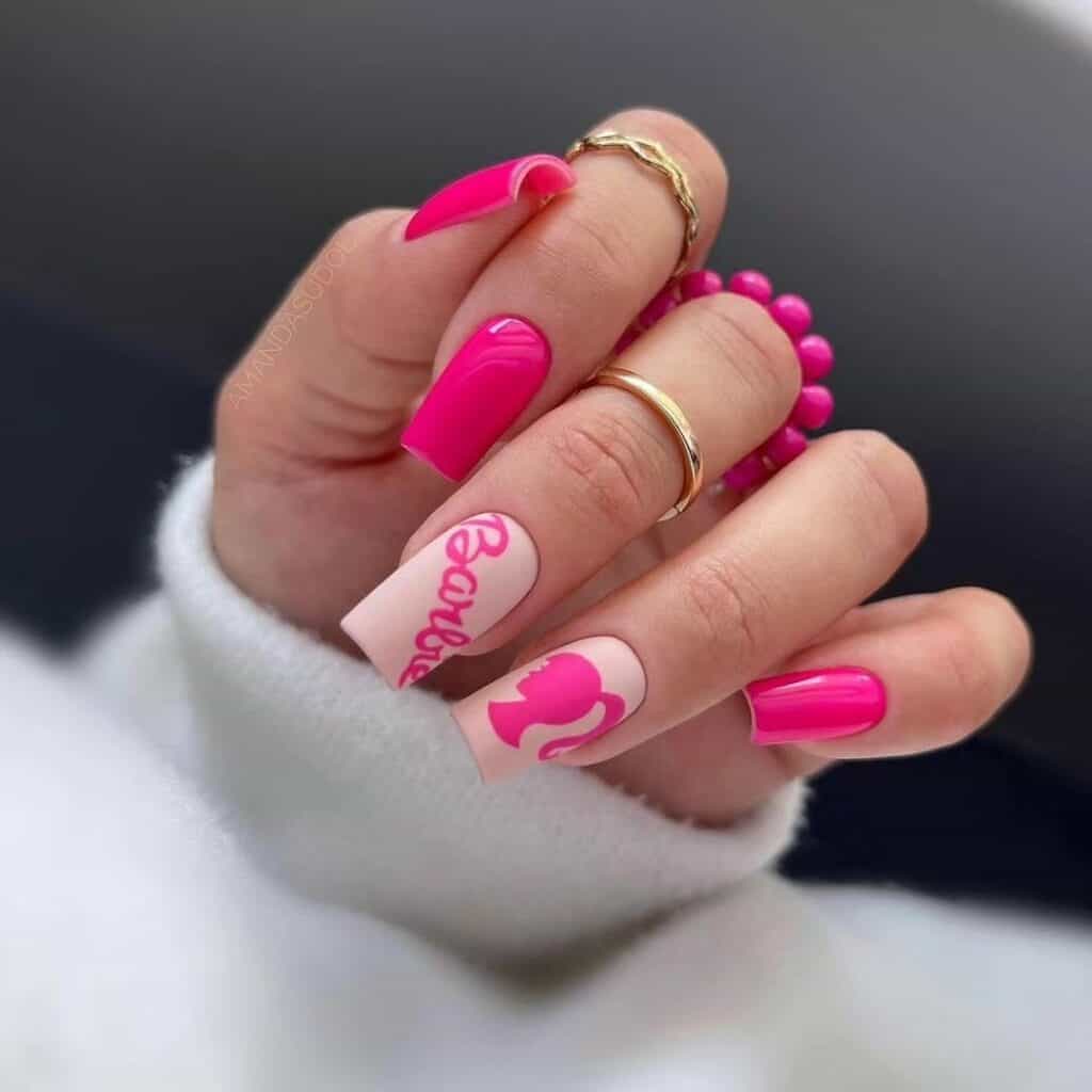 Matte-Cute-Barbie-Nail-Designs