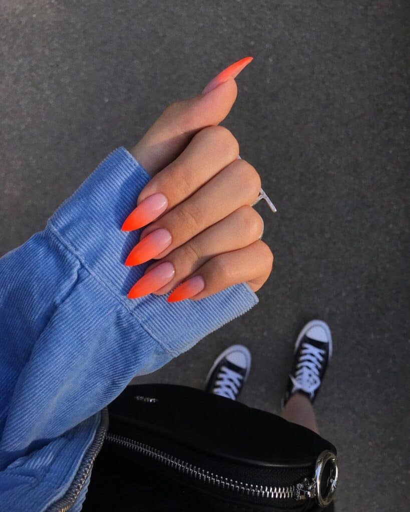 Neon-Ombre-Orange-Nail-Design