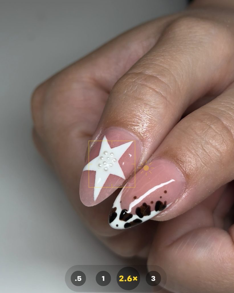 Nude Stars Almond Graduation Nails