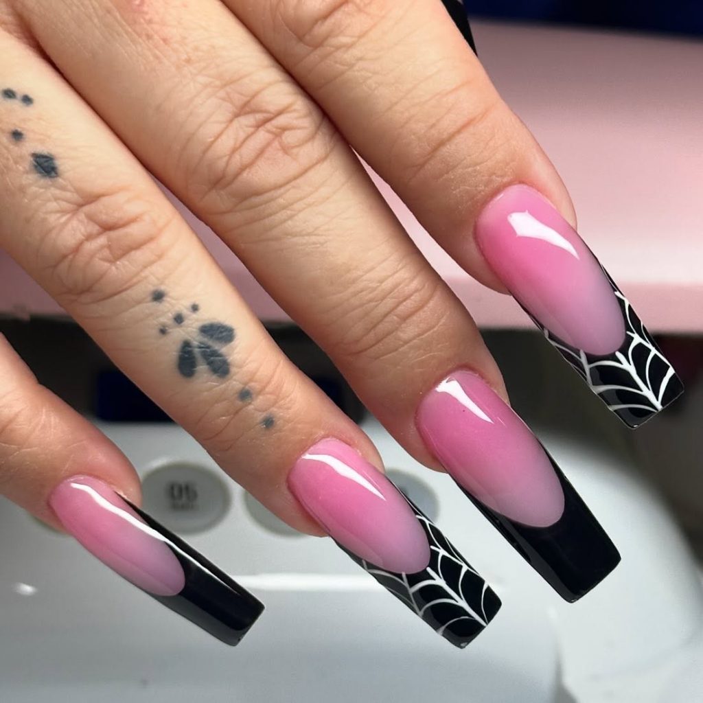 Pink Base Black French Tips