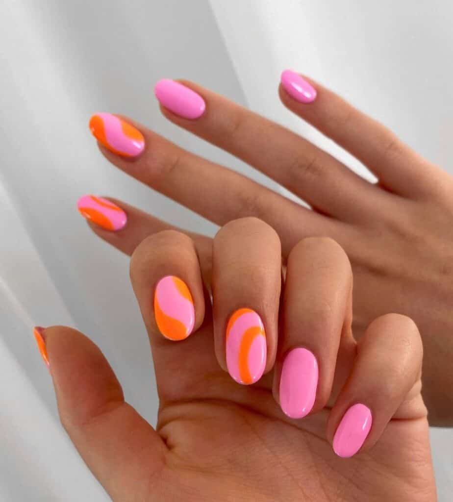 Pink-and-Orange-Abstract-Nails