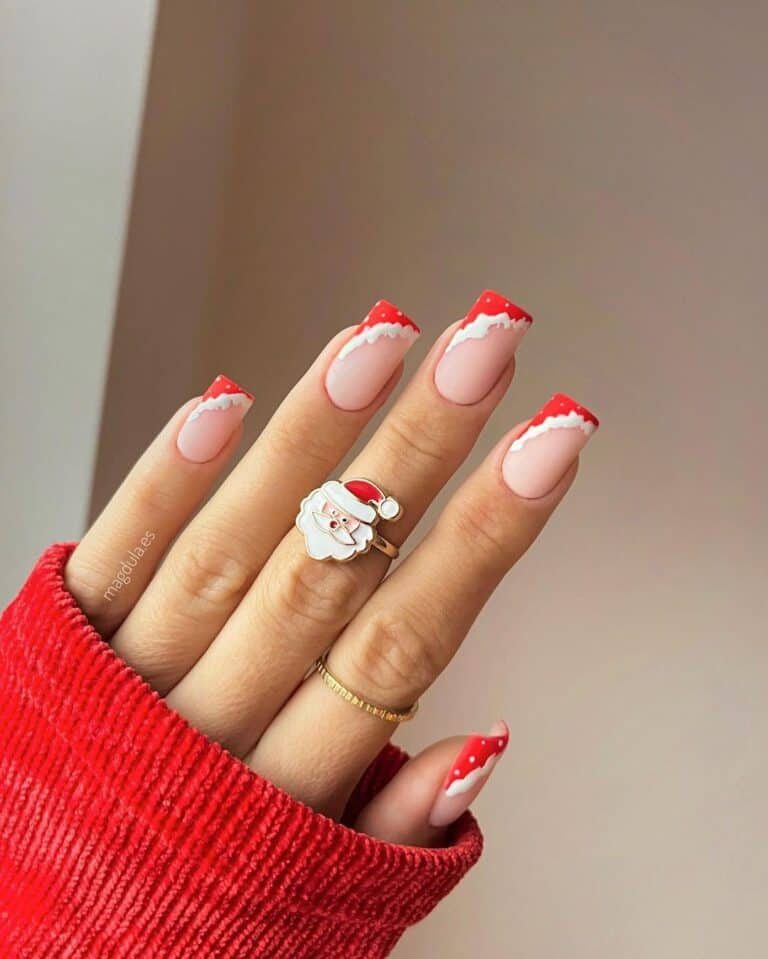 Side-Santa-Hat-French-Christmas-Nails
