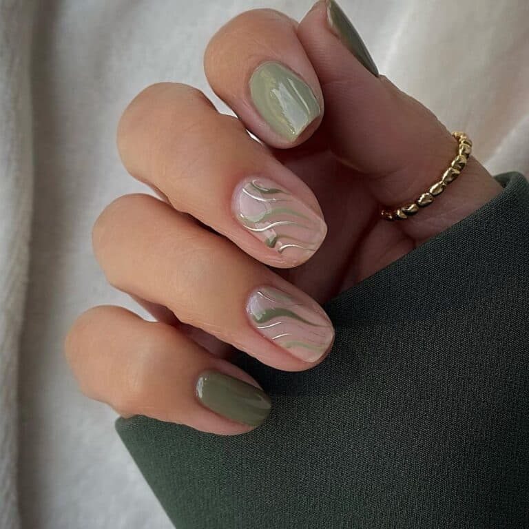 Simple Sage Short Autumn Nails