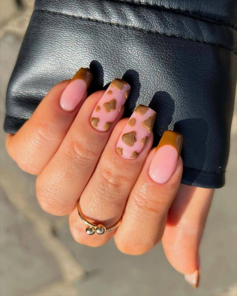 Textured Cow Print Nails