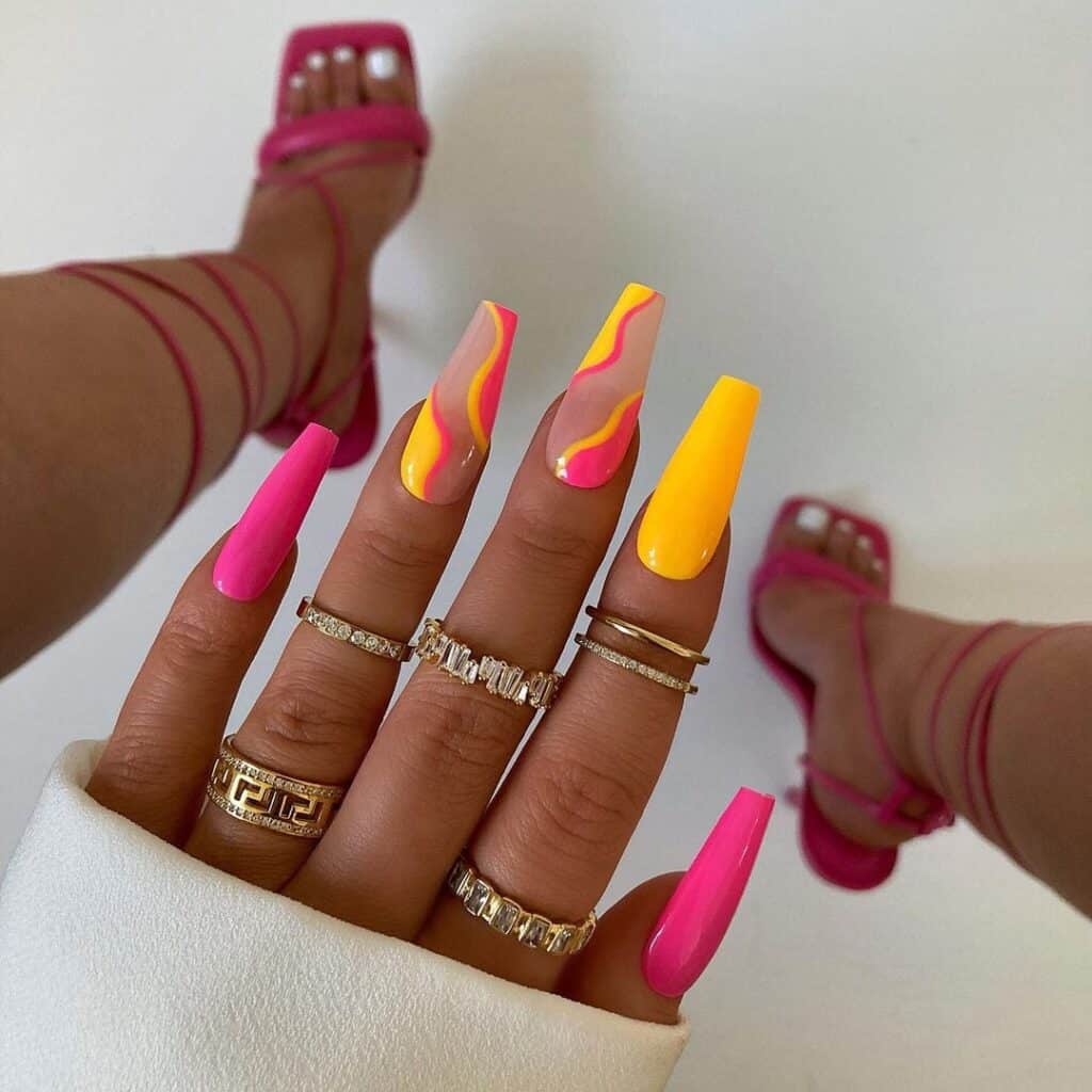 Yellow-Lime-and-Hot-Pink-Nails