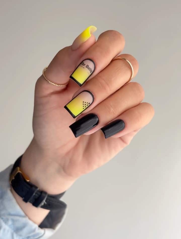 Yellow-and-Black-Nails