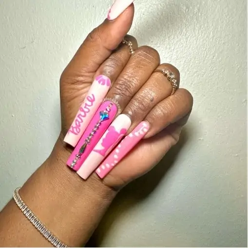 Barbie Inspired Nails Pink 3XL Square Nails