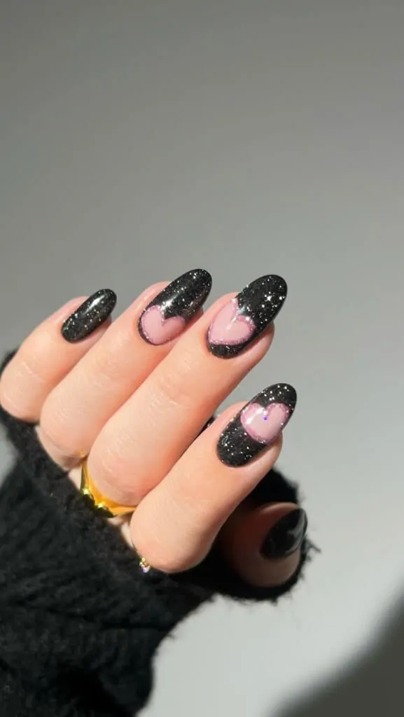 Black-Cupid-Heart-Nail-Designs