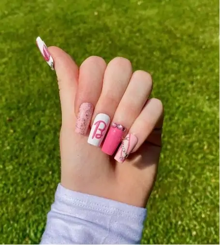 Classic medium square Barbie Pink Nails