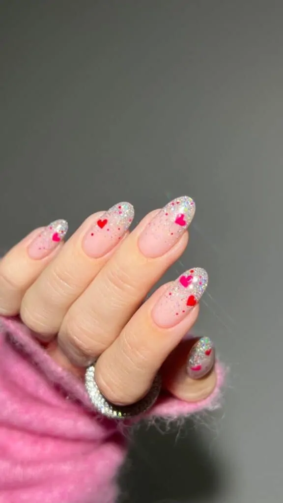 Diamonds-Heart-Nail-Design