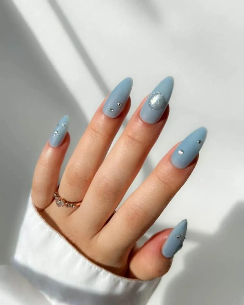 Matte-Rhinestone-Blue-Nails