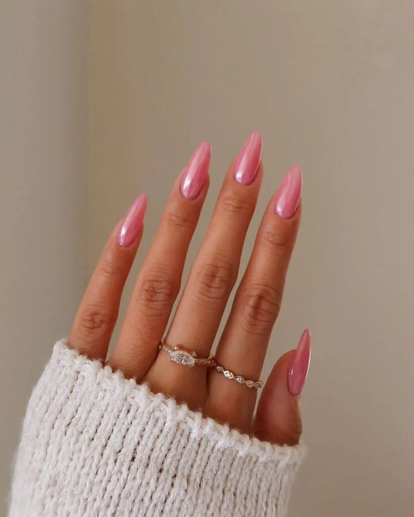 Simple Pink Chrome Mani